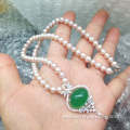 Natural Freshwater Pearl And Diamond Pendant Jade Necklace